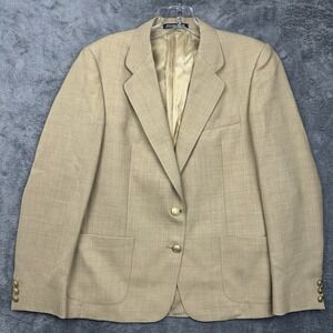 VTG Christian Brooks Blazer Men's Size 36 Wool Silk‎ Blend Tan Gold Buttons USA